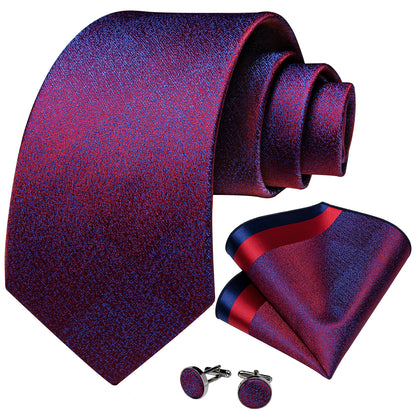 Fashion Shinny Purple Ties For Men With Silver Tie Clip Tie Ring Men's Business Wedding Accessories Neck Tie Pocket Square