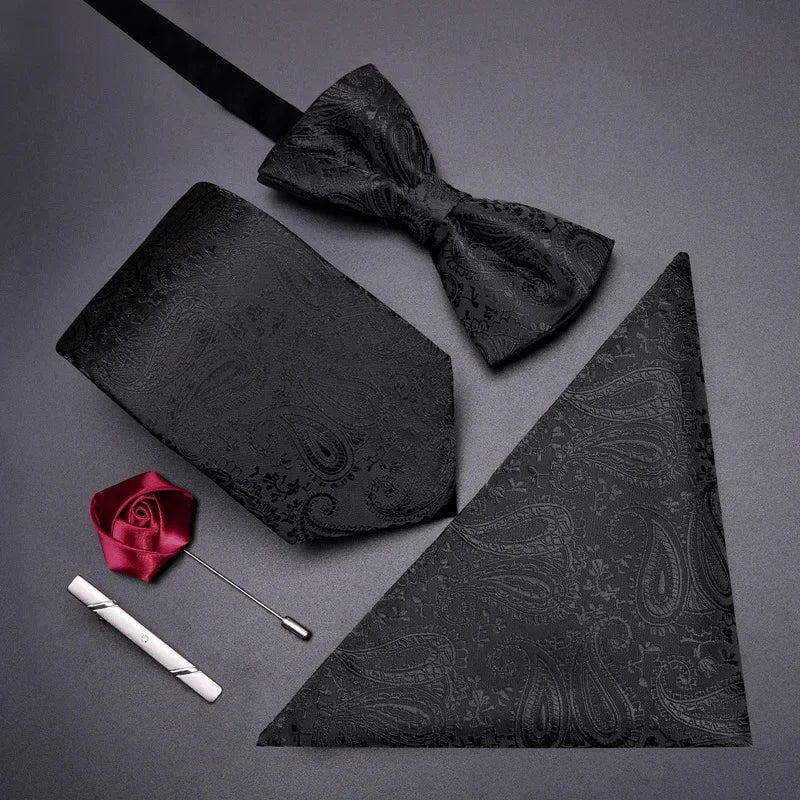 Black Walnut Set Tie Men's Formal Business Casual Korean Wedding Groom Bow Tie Square Scarf Tie Clip