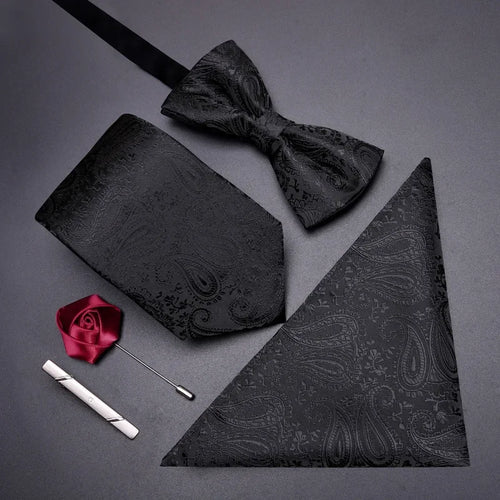 Black Walnut Set Tie Men's Formal Business Casual Korean Wedding Groom Bow Tie Square Scarf Tie Clip