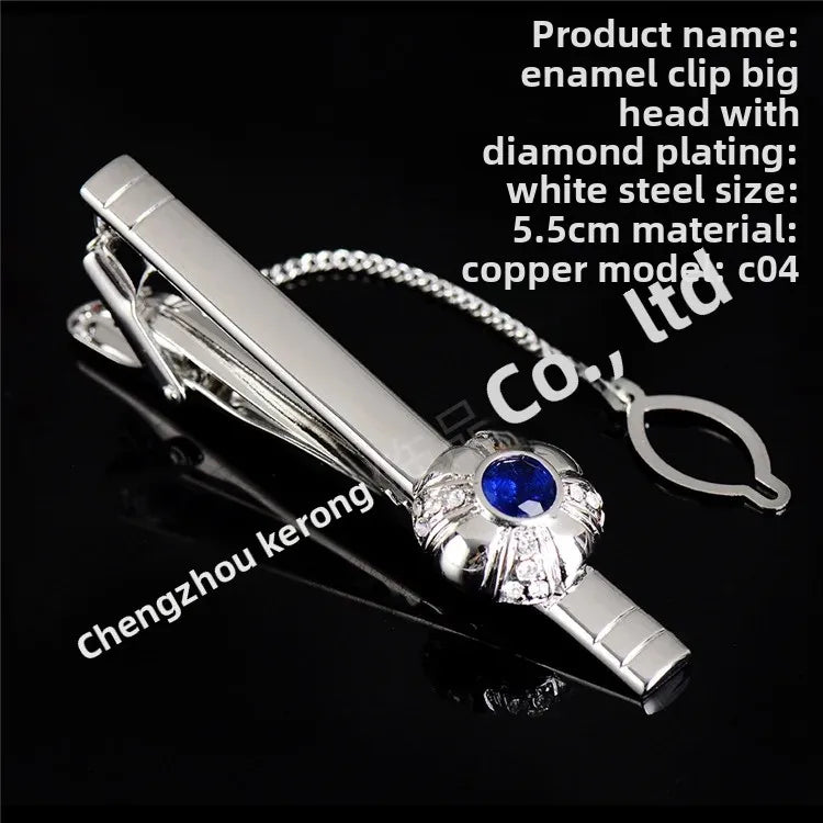 Men's Luxury Crystal Tie Clip Fashionable Tuxedo Tie Buckle Pin Zirconia Lapel Brooch Stylish Accessory for Men And Women