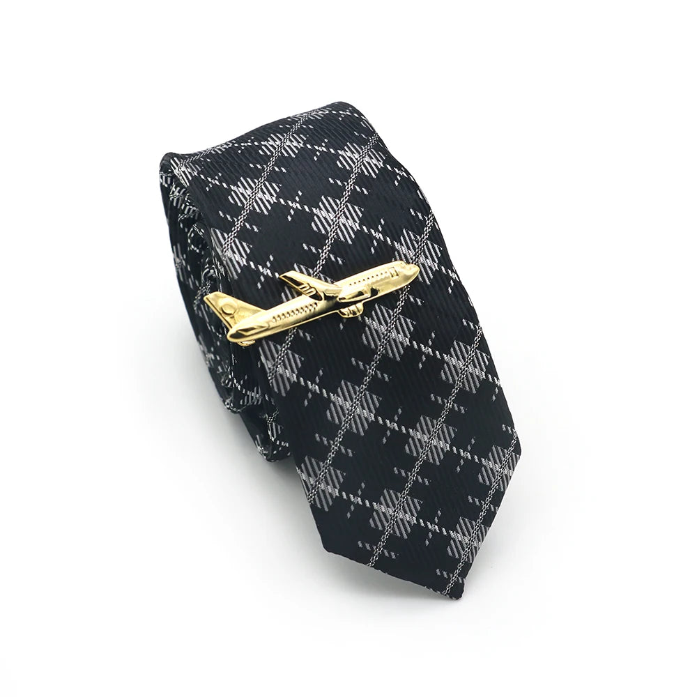 Quality Brass Material Novel Golden Color Plane Tie Pin For Men Aircraft Tie Clips Whoelsale & Retail