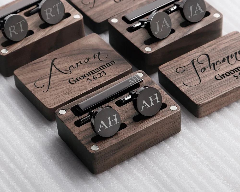 Groomsmen Gifts Personalized Cufflinks Wedding Tie Clip Set Best Man Gift Jewelry Groomsmen Proposal